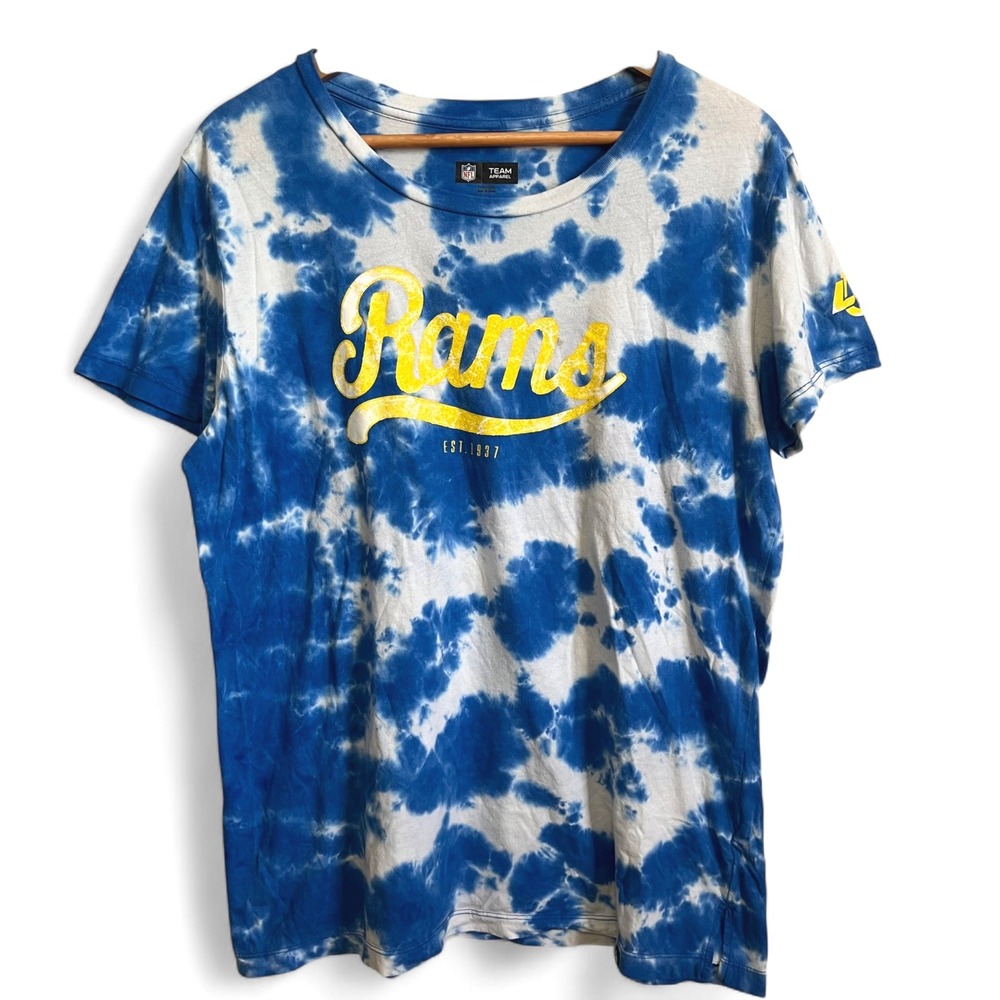 NFL Team Apparel Los Angeles‎ Rams Tie Dye T-Shirt Blue White L